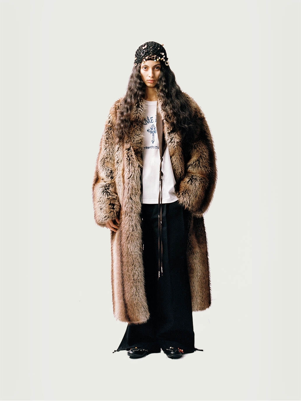 Brown Faux-Fur Two-sided Long Coat