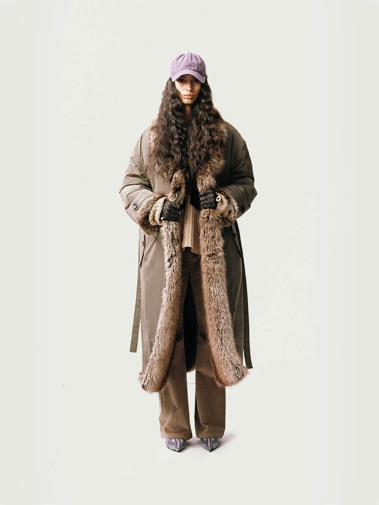 Brown Faux-Fur Two-sided Long Coat