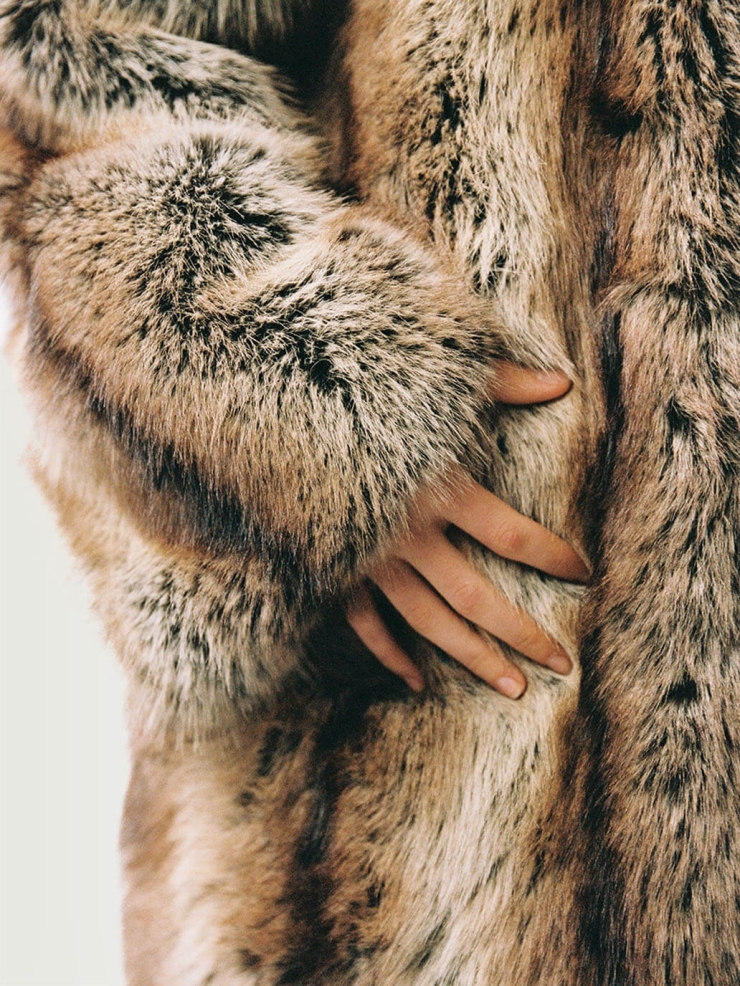 Brown Faux-Fur Two-sided Long Coat