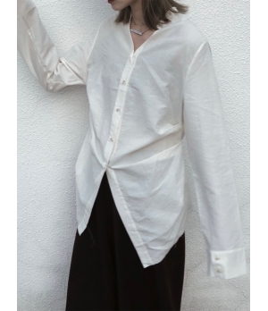 ELYWOOD White Mandarin Collar Shirt