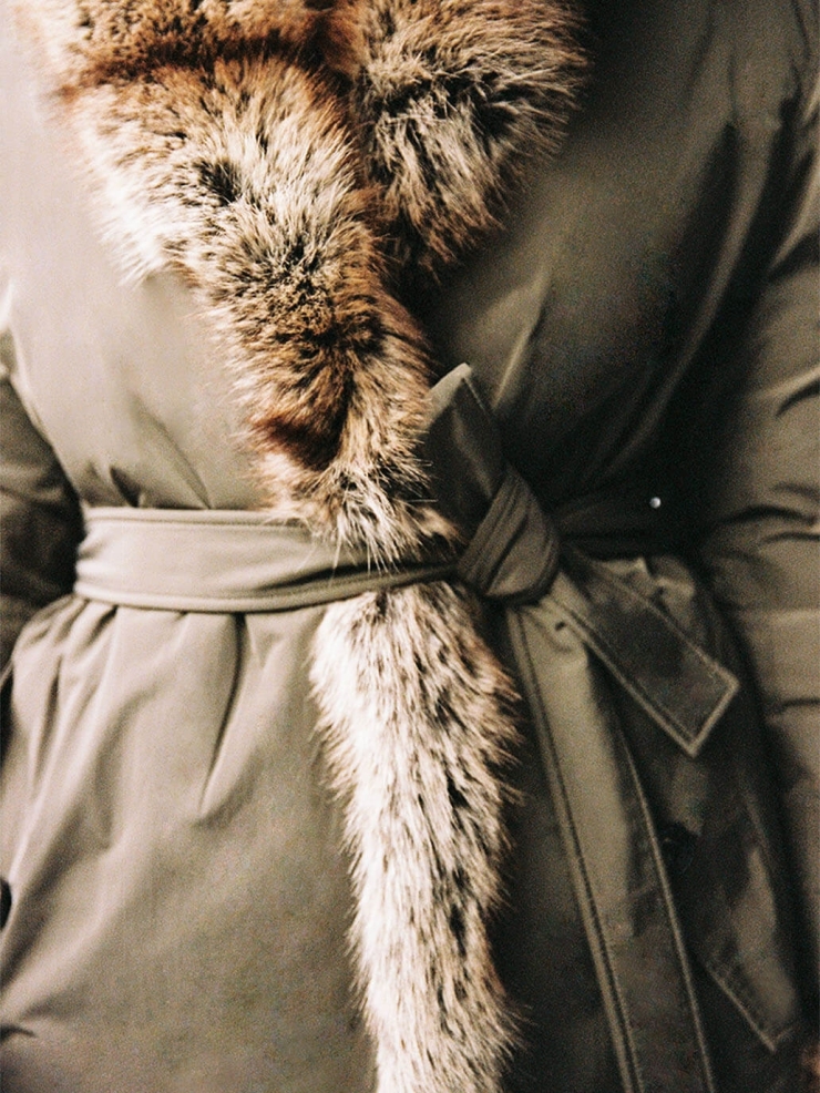 Brown Faux-Fur Two-sided Long Coat