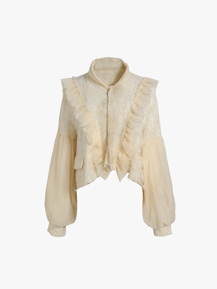 ELYWOOD Beige Bishop Sleeve Jacket