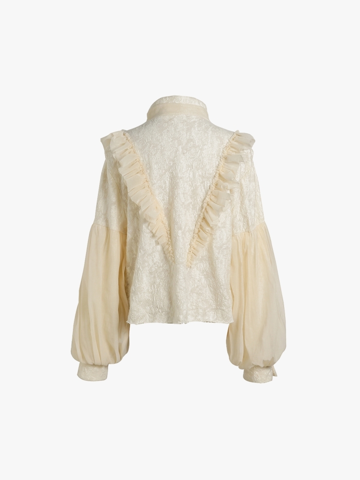 ELYWOOD Beige Bishop Sleeve Jacket