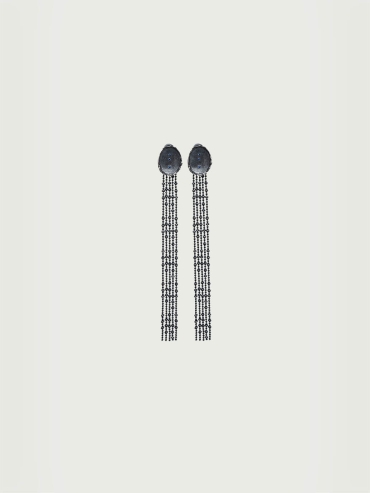 Black Star Dot Tassel Detachable Earrings