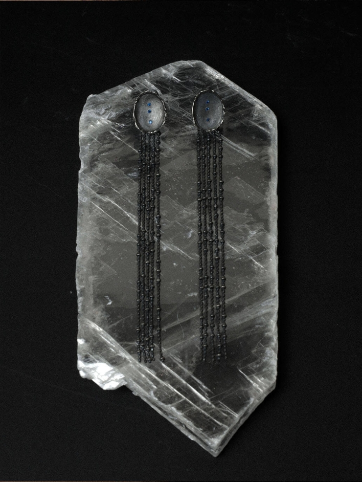 Black Star Dot Tassel Detachable Earrings