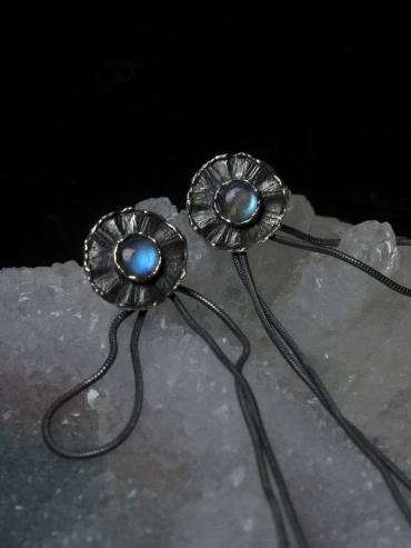 Black Moonlight Chain Earrings