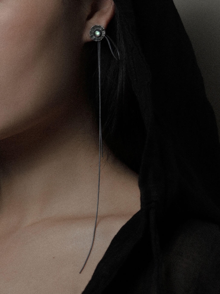 Black Moonlight Chain Earrings