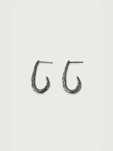 Black silver hook earrings