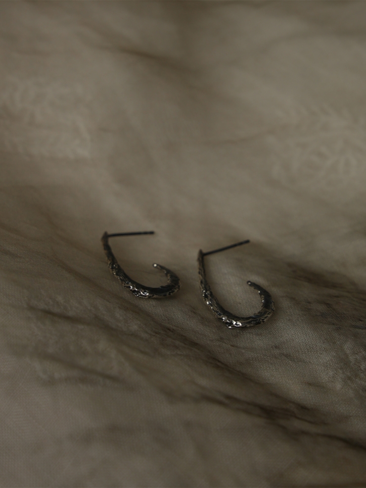 Black silver hook earrings
