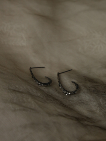 Black silver hook earrings