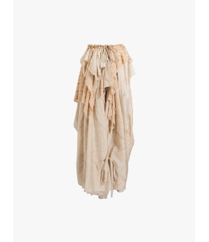 ELYWOOD Beige Ruffled Lace Skirt