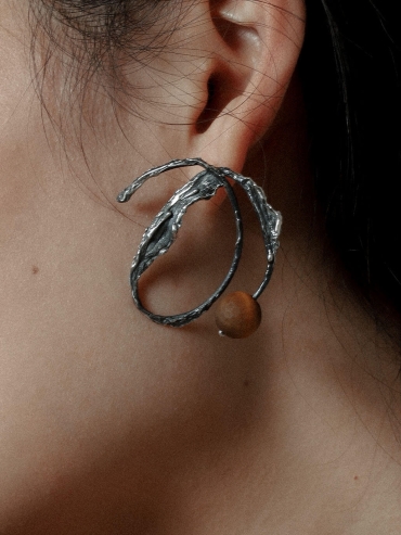 Black Silver and Rhodochrosite Love Earrings