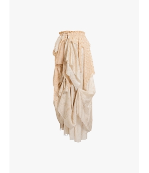 ELYWOOD Beige Ruffled Lace Skirt