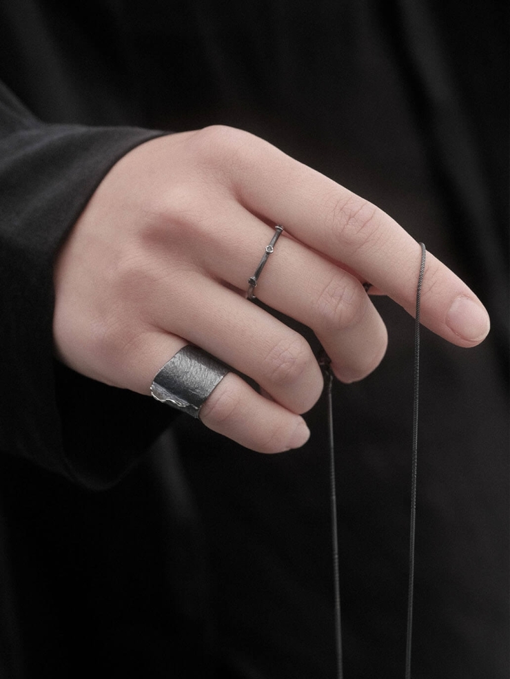 Black Ocean Shadow Wide Ear Cuff/Ring