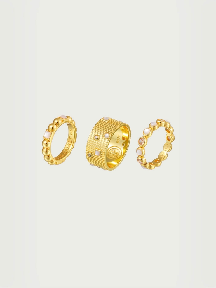 Gold Ripple Thoughts Combination Ring