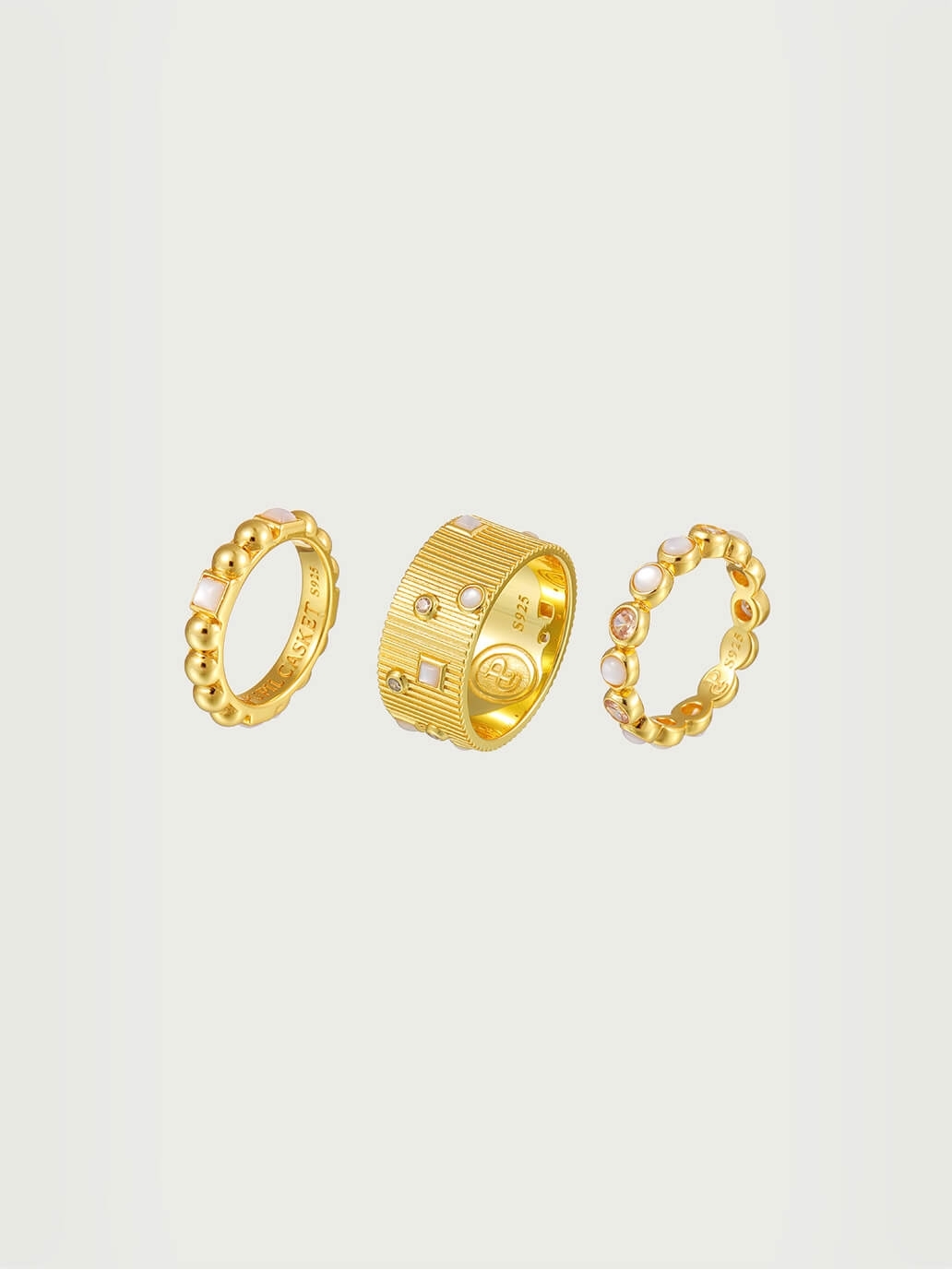 Gold Ripple Thoughts Combination Ring