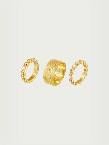 Gold Ripple Thoughts Combination Ring