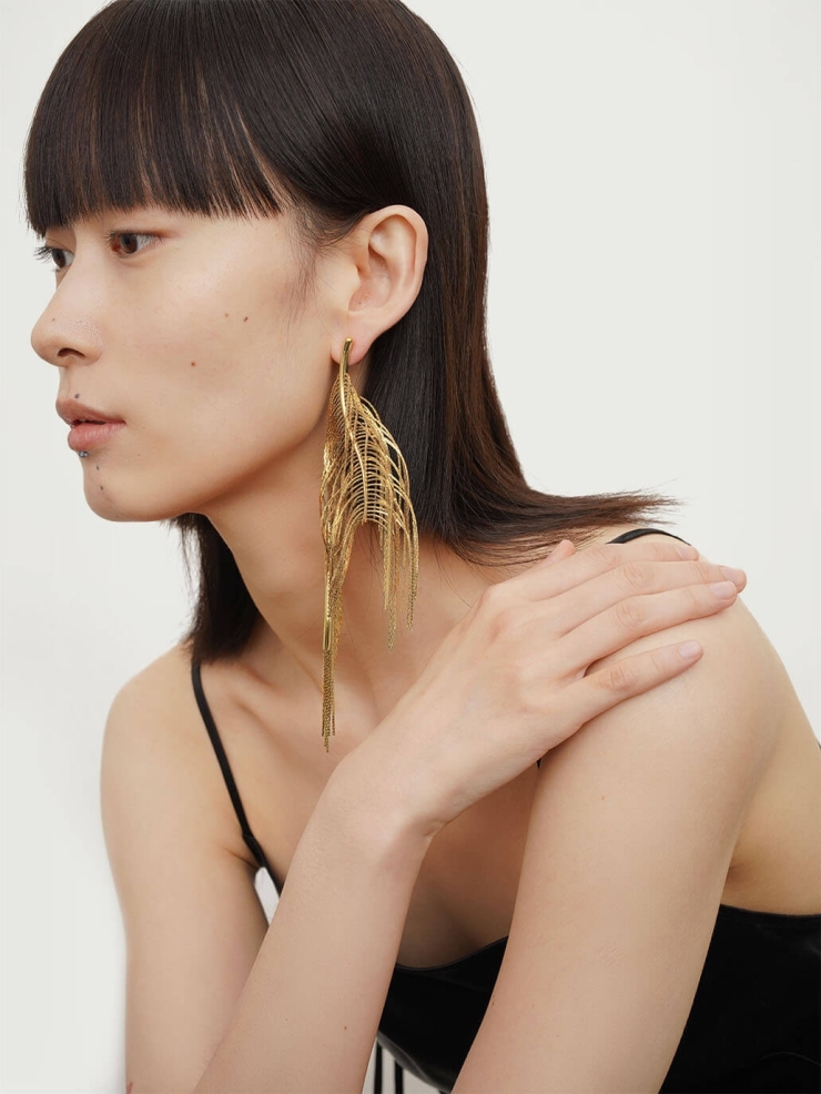Gold Large Glistening Earrings