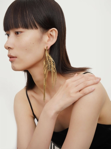 Gold Large Glistening Earrings