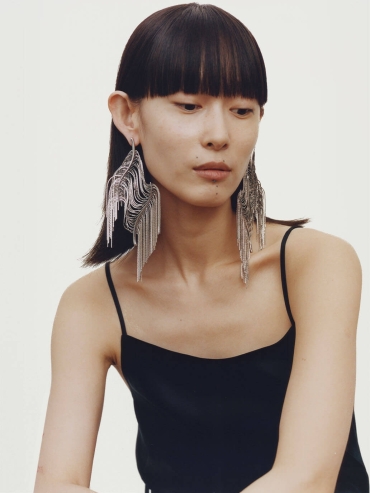 Silver Large Glistening Earrings