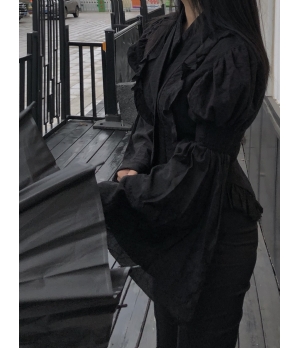 ELYWOOD Black Puff Sleeve Jacket