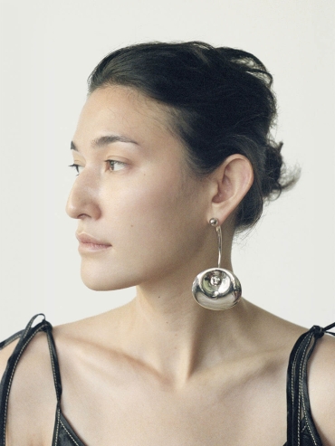 Sliver Large Spring Eye Ripple Earring - Single