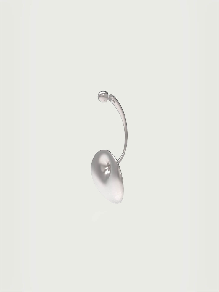Sliver Large Spring Eye Ripple Earring - Single