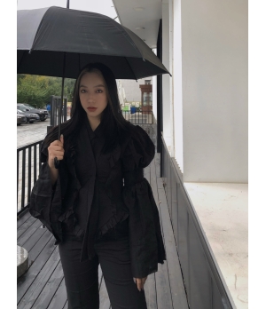 ELYWOOD Black Puff Sleeve Jacket
