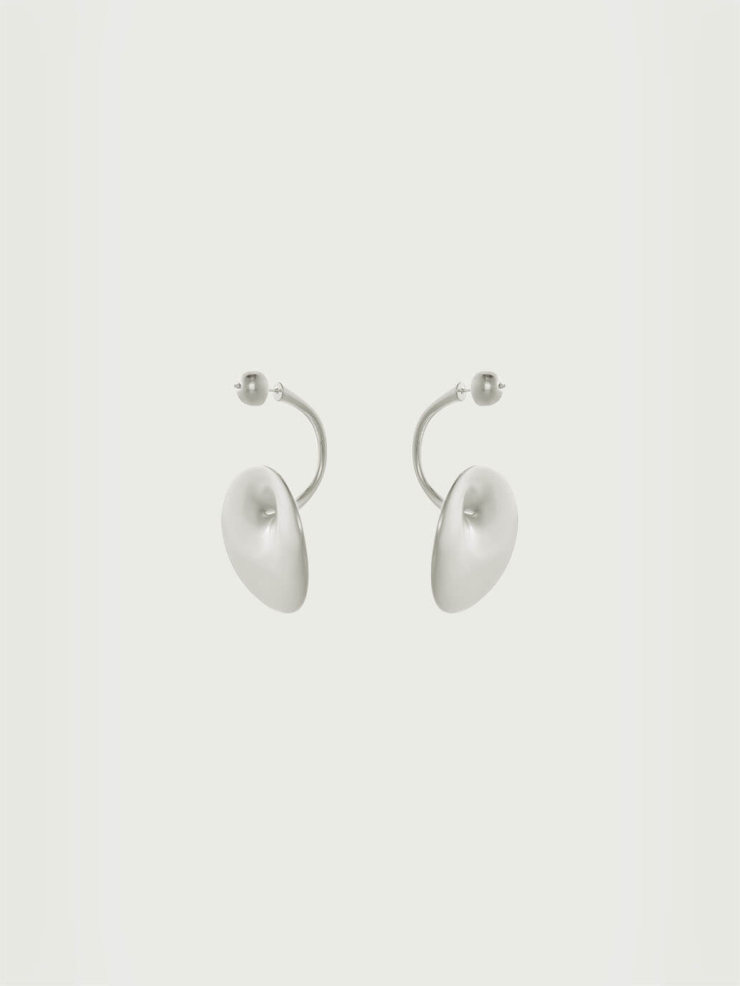 Silver Medium Spring Eye Ripple Earring - Single