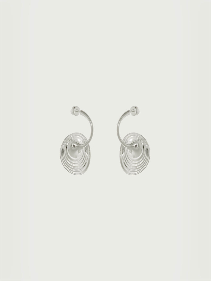 Silver Medium Spring Eye Ripple Earring - Single