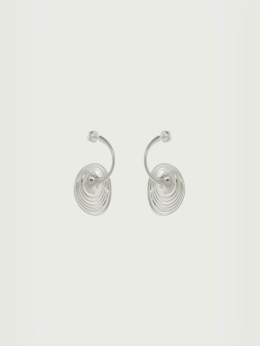 Silver Medium Spring Eye Ripple Earring - Single