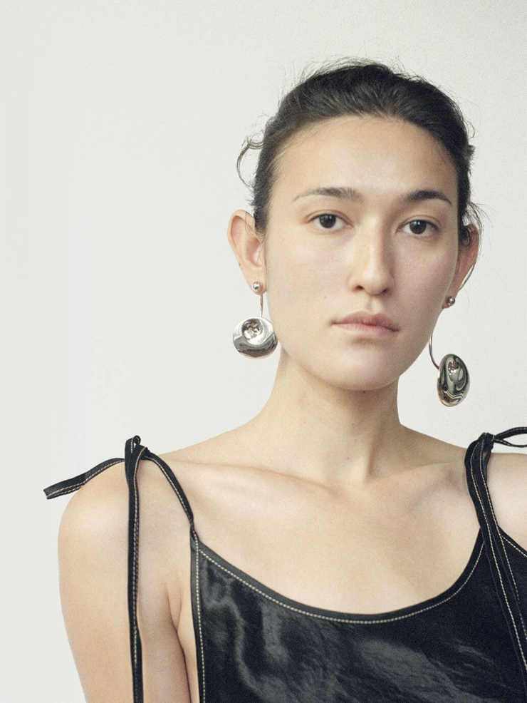 Silver Medium Spring Eye Ripple Earring - Single