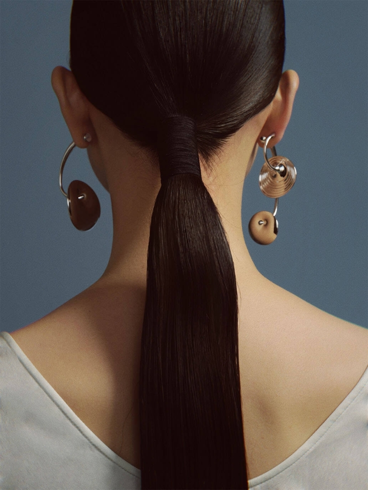 Silver Medium Spring Eye Ripple Earring - Single