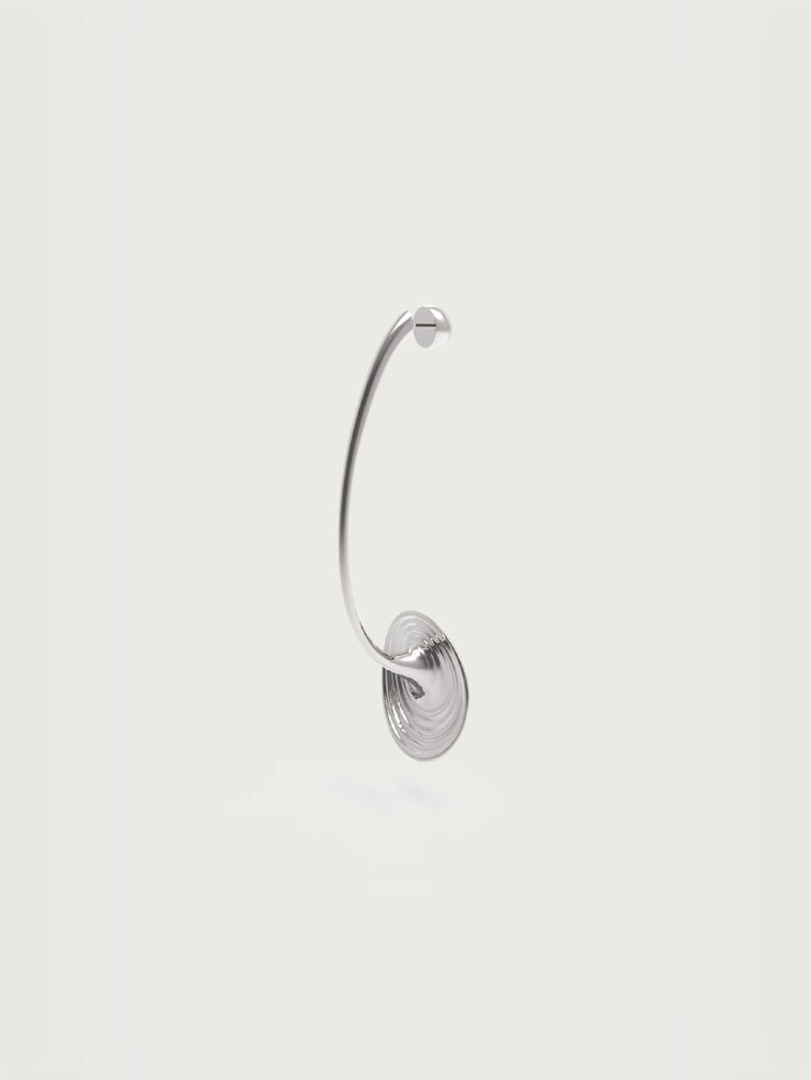 Sliver Small Spring Eye Ripple Earring - Single