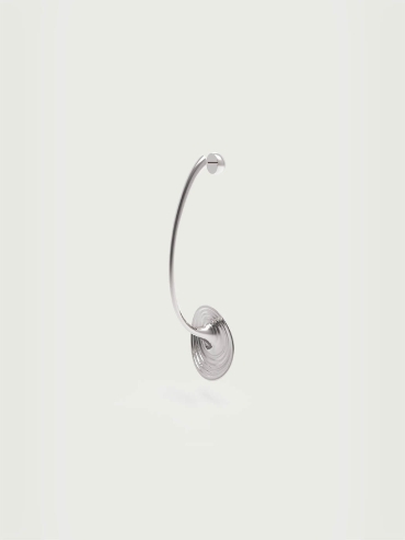 Sliver Small Spring Eye Ripple Earring - Single
