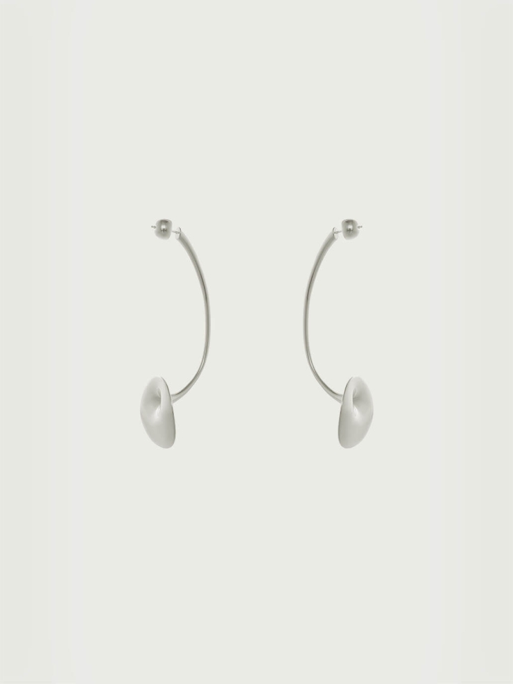 Sliver Small Spring Eye Ripple Earring - Single