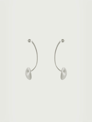 Sliver Small Spring Eye Ripple Earring - Single