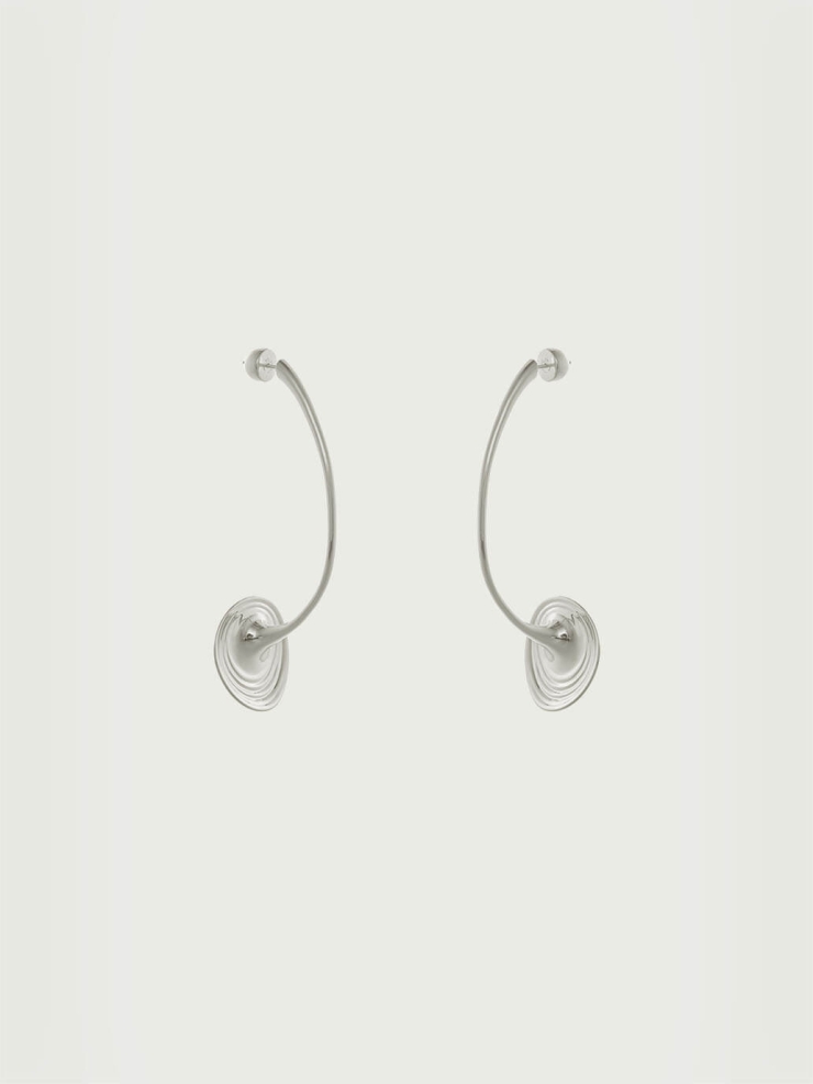 Sliver Small Spring Eye Ripple Earring - Single