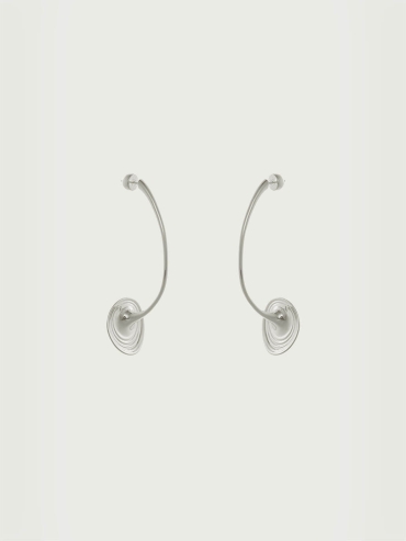 Sliver Small Spring Eye Ripple Earring - Single