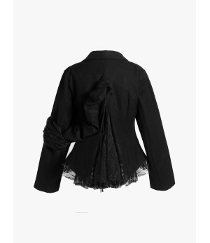 ELYWOOD Black Ruffle Detailed Blazer
