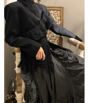 ELYWOOD Black Ruffle Detailed Blazer