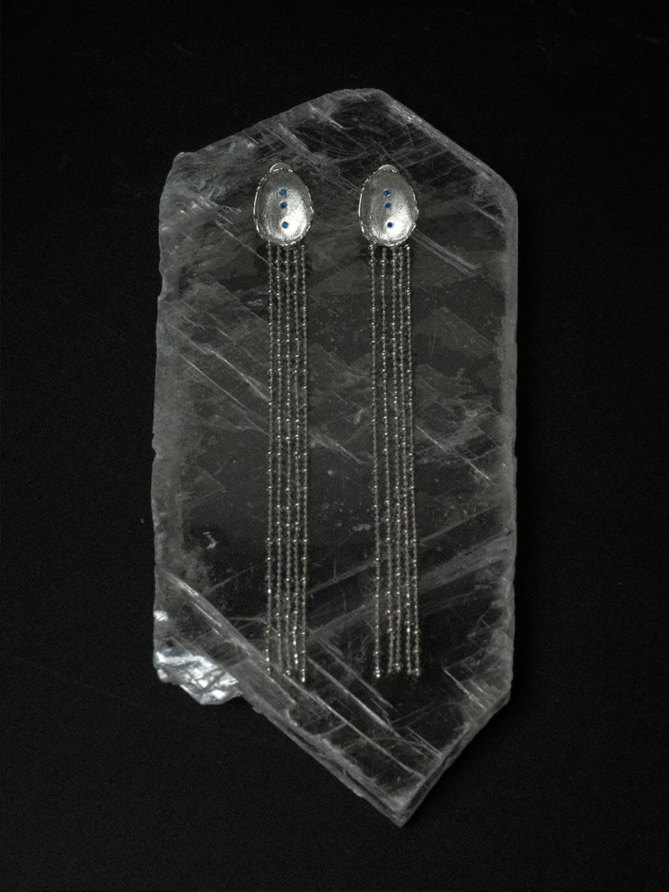 Silver Star Dot Tassel Detachable Earrings