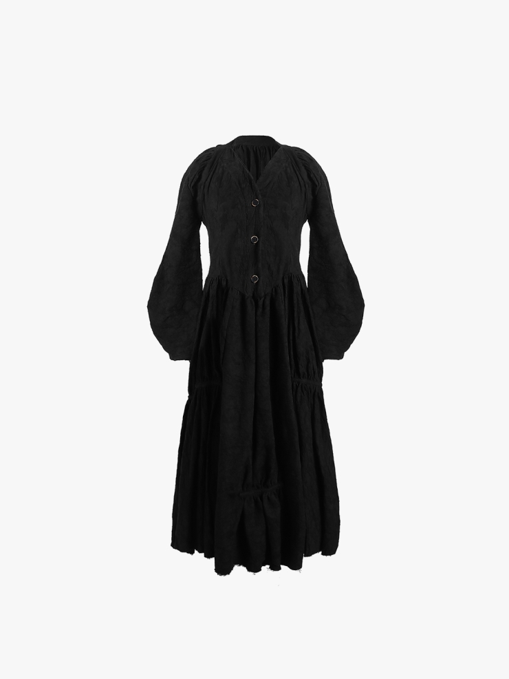 ELYWOOD Black Wide Sleeve Dress