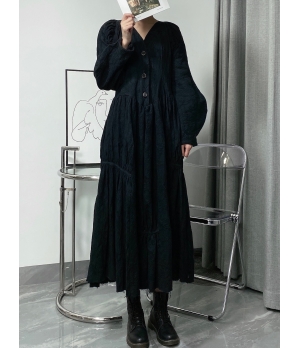ELYWOOD Black Wide Sleeve Dress