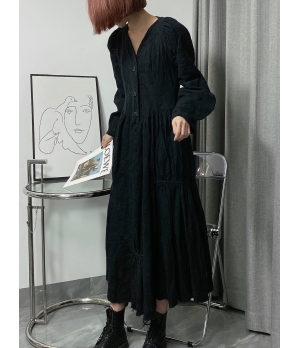 ELYWOOD Black Wide Sleeve Dress