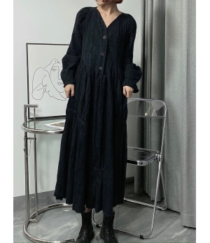 ELYWOOD Black Wide Sleeve Dress
