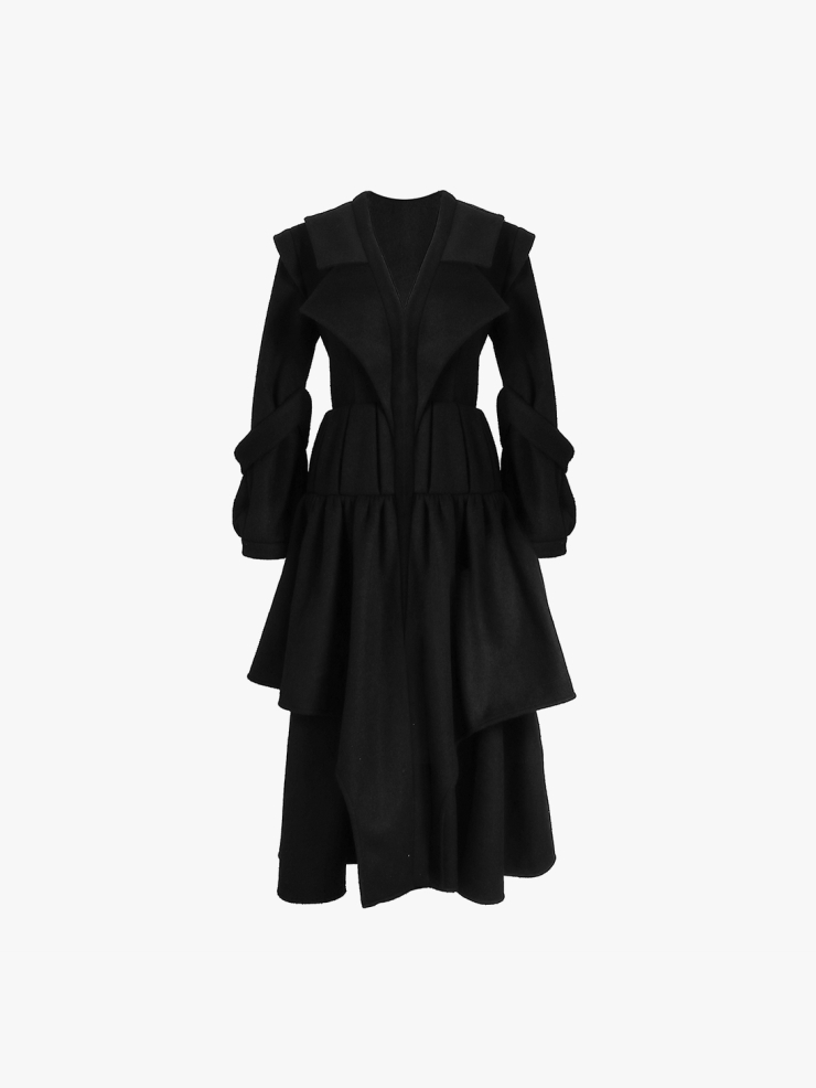 ELYWOOD Black Layered Long Coat