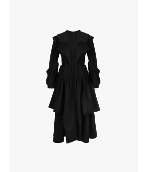 ELYWOOD Black Layered Long Coat