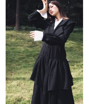 ELYWOOD Black Layered Long Coat