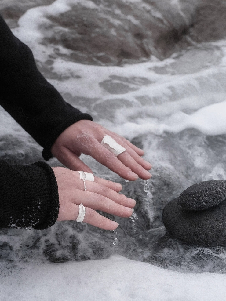 White ocean shadow ear cuff